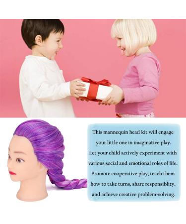 Topdirect 75cm Synthetic Hair Wig Head for Hairdressing Training | Color Gradient Violet with Holder & DIY Hairstyles Set - Buy Online on GoSupps.com