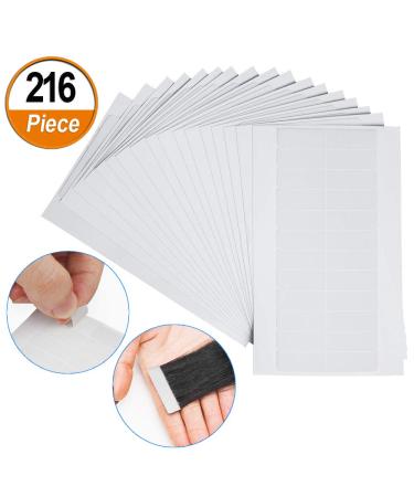 216 Pieces Hair Extension Tape Tabs, Double Sided Adhesive Extension Tapes for Replacement (4 x 0.8cm, Transparent)