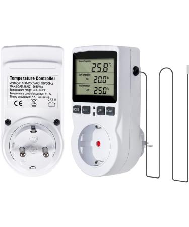 Buy CJBin 230V Temperature Controller Socket - Digital Thermostat with Timer & Probe for Greenhouse Terrarium Aquarium Heating & Cooling - Buy Online on GoSupps.com