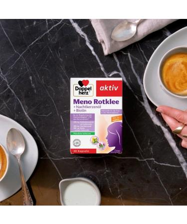 Double Heart Meno Rotklee & Nighting Cross Oil with Biotin - Women's Menopause Nutrients - 30 Vegetable Isoflavon Capsules - Buy Online on GoSupps.com