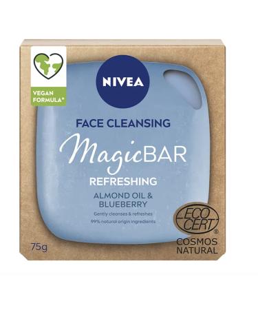 NIVEA MagicBAR Refreshing Almond Oil Facial Cleansing Bar (75g), Vegan Facial Cleanser, Plastic Free Facial Cleansing Bar, Facial Cleanser