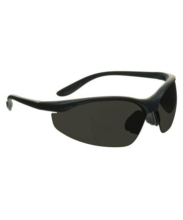 proSPORT Full Lens Reader Safety Glasses Clear or Smoke Sport Wraparound Curve NOT BIFOCAL 1 Pair - Grey Lens 1.5 x