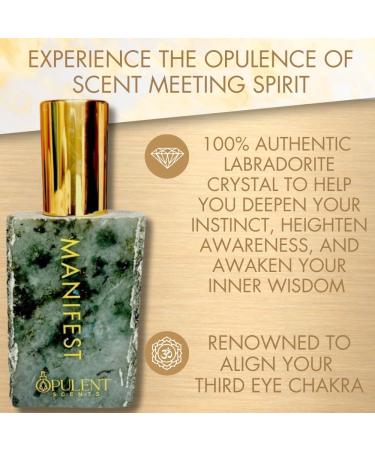 MANIFEST Labradorite Crystal Perfume 3.4oz | Third Eye Chakra Healing & Ayurvedic Aromatherapy | Long-Lasting Mint Luxury EDP | Spiritual Gift for Men & Women - Buy Online on GoSupps.com