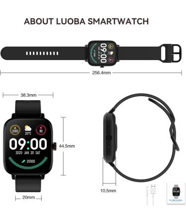 Luoba 1.69'' Full Touch Smart Watch for Women Men - Android Smartwatch with Call Answering, Sleep Monitor, Fitness Tracker - Compatible with Android iOS - Black - Buy Online on GoSupps.com