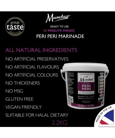 Mumtaz PERI PERI Marinade Catering/Party Size Tub - BULK 2.2Kg - Restaurant Quality - Medium Spiced - BBQ - Grill - Roast - Stir or Air fry.All Natural Ingredients- Gluten Free- Vegan Friendly. - Buy Online on GoSupps.com
