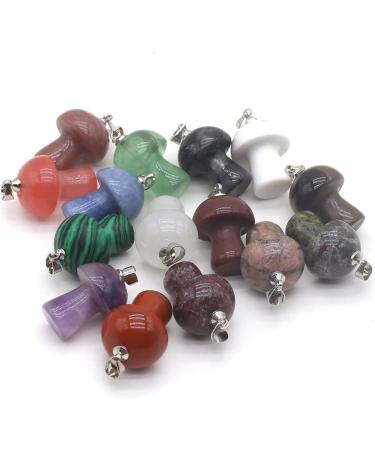 2PC Mini Mushroom Natural Stone Charms Rose Quartz Opal Amethyst Gemstone Crystals Pendant for Jewelry Making Necklace Earrings Full of Texture (Color : Yellow Jade) - Buy Online on GoSupps.com