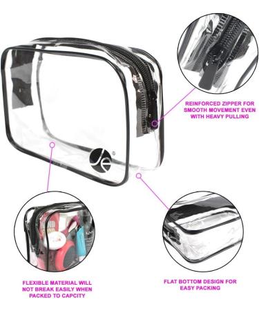2 PCS Set Black Double Zipper Cosmetics Travel Bag + Clear PVC Toiletry Bag - Stylish & Functional - Buy Online on GoSupps.com