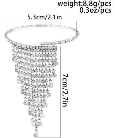 Xerling Small Rhinestone Tassel Arm Bracelets | Stretchable Silver Crystal Armlet for Women | Bridal & Wedding Jewelry - Buy Online on GoSupps.com