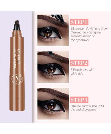 Whimsyard Eyebrow Pencil Lightsbetter Waterproof Brow Pen with Hair like Strokes Natural Brow Eyebrow Pen Lights Better Waterproof Eyebrow Pen Arch Define 3D Microblading 4 Tip Eyebrow Pen (#01) - Buy Online on GoSupps.com