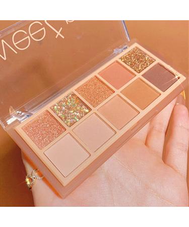 Go Ho 10 Colors Eyeshadow Palette Matte&Glitter Eyeshadow Korean Makeup High Pigmented Shades Naturing-Looking  High Pigment Waterproof Cool Eye Eyeshadow Palette 02 02 Colors Sunset Style