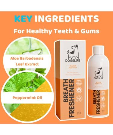 Dog Breath Freshener | Stop Bad Dog Breath! Dental Water Additive 237ml | Anti Plaque Anti Tartar Dog Mouthwash | Natural Dog Oral Care 237ml Breath Freshner - Buy Online on GoSupps.com