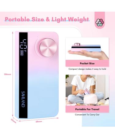 SAVILAND Portable Nail Drill - 40000 RPM Digital Pro Electric E-File | Cordless Fast Remover for Acrylic Nails | Anti-Shaking Manicurist Tool in Blue & Pink - Buy Online on GoSupps.com