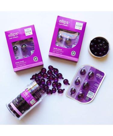 Ellips Hair Vitamins - Argan, Macadamia, Avocado Oils - Vitamins A, C, E, Pro-Vitamin B5 - 50 Capsules (Purple) - Buy Online on GoSupps.com