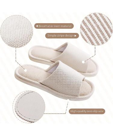 Maltose Washable House Slippers 4 Pair Set - Non Slip, Breathable Linen, Open Toe Spa Slippers for Men and Women - Reusable and Bulk Pack - 2 Beige Medium + 2 Brown Large Sizes - Buy Online on GoSupps.com