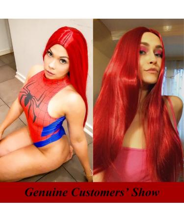 WIGER Long Straight Red Wig for Women - Heat Resistant Synthetic Fiber Full Wig for Party & Cosplay - Buy Online on GoSupps.com