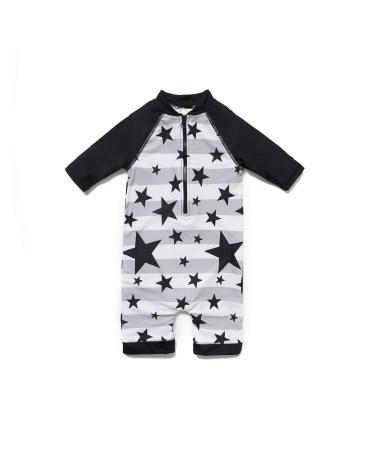 BONVERANO Baby Boys Sunsuit/Swimsuit UPF 50+ Sun Protection One Pieces with Zipper Swimwear with Sun Hat 9 Months Star