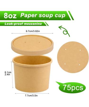 BALDCC 75 Pack 8 Oz Soup Containers with Lids Disposable Containers with Lids for Food Ice Cream Cups with Lids. Ice Cream Container for Storing Food in the Refrigerator or Carrying Out Brown 75 Pack 8 Oz - Buy Online on GoSupps.com
