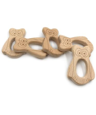 Wendysun 3pcs Cute Cartoon Owl Shape Wood Teether Set - Natural Beech Teething Toy for Babies - DIY Pendant Nursing Toy - Buy Online on GoSupps.com