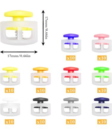 Rhsemi 100pcs Plastic Round Cord Locks Toggle Hole Spring Stop Fastener Spring Fastener Cord Lock Hole Round Toggle End for Backpacks Lanyard Clothes Shoes DIY Handmade(10 Colour) - Buy Online on GoSupps.com