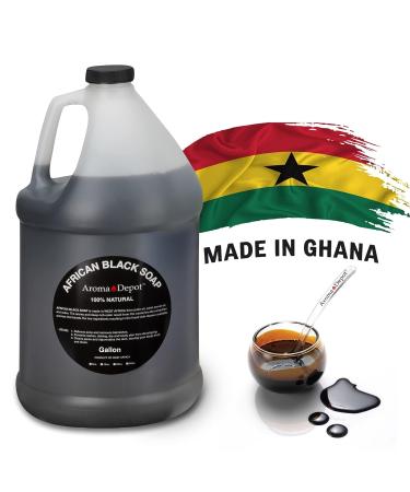 Aroma Depot Raw African Liquid Black Soap - 100% Natural for Acne, Eczema, Psoriasis - Handmade from Ghana - Gallon Size - Buy Online on GoSupps.com