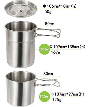 DZRZVD Camping Cups and Mugs Pot Set - 304 Food Grade Stainless Steel - Outdoor Cookware with Vented Lid - 33oz + 24oz - for Backpacking, Picnic, Hiking - Buy Online on GoSupps.com