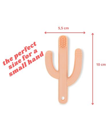 Children's Toothbrush & Cooling Teething Toy | Baby Silicone Cactus Bite Ring - Large Pink Teether for First Teeth - Buy Online on GoSupps.com