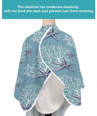 Buy Blue Starfish Barber Cape - Adjustable Hair Cutting Cape for All Ages | Coastal Nautical Salon Accessory 55x63 Inch - Buy Online on GoSupps.com