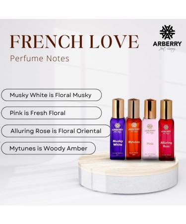 French Love | Eau De Parfum Gift Set 4x20 ml 0.67FL.OZ for Women with Mytunes Pink Alluring Rose Musky White | Floral Fruity Musky | Long Lasting Perfumes | Luxury Scent | Perfume Gift Set - Buy Online on GoSupps.com