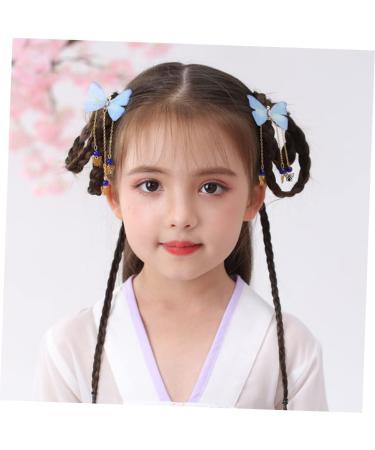 FRCOLOR 4 Pairs hanfu butterfly headdress tassel hair clips hair barrettes hanfu hair clip girls hair clips kids hair clips chinese girl hair accessories Chinese style child fabric alloy - Buy Online on GoSupps.com