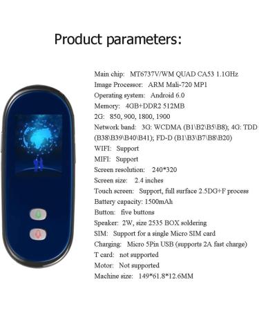 Translator Device Two Way Language Translator Device with Voice Portable Real Time Two-Way Photographing Translation Offline WiFi 2.4 Inch Touch Screen Support 41 Multi Languages Translator Needed - Buy Online on GoSupps.com