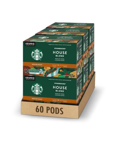 Starbucks House Blend Medium Roast Coffee Single Serve Keurig K-cup Pods 6 Boxes 60 Capsules House Blend 10 count (Pack of 6)