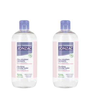 JONZAC Eau Thermale Jonzac | Soothing Micellar Water - Reactive Control | Cleanses - Removes Make-Up - Soothes | High Tolerance | Reactive & Intolerant Skin | 99% Natural Origin | Pack of 2 x 500 ml