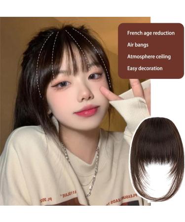 Clip on Bangs for Women French Age-Defying Bangs Hair Clip Natural Clip In Bangs Short Straight Fake Bangs with Temples Hairpieces for Halloween Parties#2/30 Brown - Buy Online on GoSupps.com