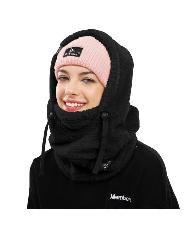 Shy Velvet Balaclava Wind-Resistant Winter Face Mask, Fleece Ski Mask for Men and Women, Warm Face Cover Hat Cap Scarf Black