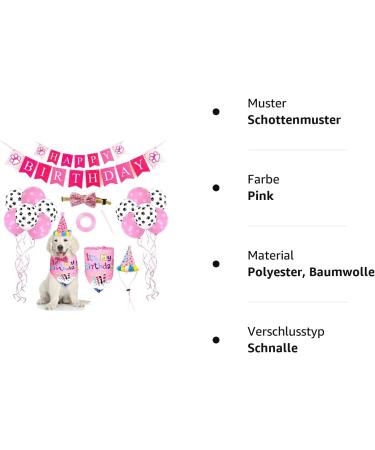 Dog Birthday Bandana Hat Banner Set | Pink Dog Party Decorations & Accessories for Boys & Girls - Buy Online on GoSupps.com