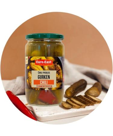  Euro-East Euro-East 6 x 660g Fermented Chili Cucumbers in a Jar - Made using the traditional pickling method - Buy Online on GoSupps.com