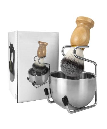 Ccbeauty 3in1 wet rasier Set Razing set including vegan shaving brush stainless steel shaving rack shaving bowl razor holder wet shaving set Suitable for beginners and professionals 3-part shaver set - Buy Online on GoSupps.com