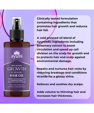 Ayumi Rosemary Oil for Hair Growth Spray | 100% Natural Clinically Proven Hair Loss Treatment | Rosemary Oil Infused Biotin to Stimulate Hair Growth | Castor Oil Organic & Pure Coconut Oil |100 ML - Buy Online on GoSupps.com