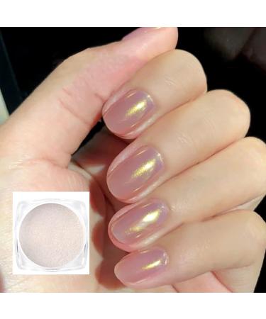 4 Pcs White Iridescent Nails Powder Aurora Chrome Powder for Nails,Mermaid Chrome Nail Pearl Powder Chameleon Chrome Nail Powder Manicure Pigment 4 Mermaid