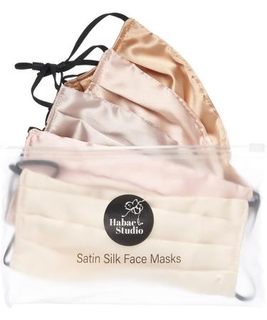 HABAC STUDIO Pack of 5 Satin Silk Face Masks Reusable Cover Bandana Balaclavas Face Masks Washable UK Black Face Mask with Nose Wire Pleated Face Mask for Women Men Adjustable. Nudes - Buy Online on GoSupps.com