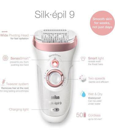 Braun Silk- pil 9-890 Epilator | Wireless Wet & Dry Hair Removal for Women | Includes Bikini Trimmer - White/Rose Gold - Buy Online on GoSupps.com