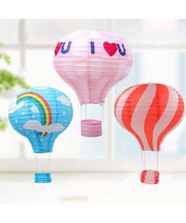 NIDONE Hanging Rainbow Hot Balloon Paper Lanterns rainbow Hot Air Balloon Paper Lantern DIY Carft for Party Decoration Birthday Wedding Christmas Party Decor Gift Blue Rainbow Blue - Buy Online on GoSupps.com