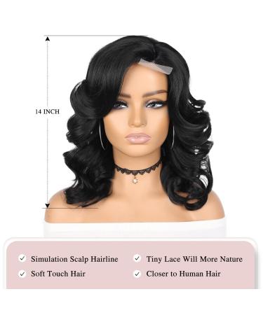 Fancy Short Body Wavy Wig for Black Women - Shoulder Length Synthetic Bob Wavy Wig (Natural Black, 14 Inch) - Buy Online on GoSupps.com
