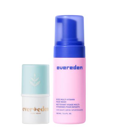 Evereden Kids Face Wash: Cool Peach 1.7 oz. & Kids Lip Balm 0.13 oz | Clean and Non-Toxic Products | Multi-Vitamin Skin Care for Toddlers