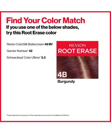 Revlon Permanent Hair Color Dye - At-Home Root Erase + Applicator Brush - Burgundy (4B) - 100% Gray Coverage - 3.2 Fl Oz - Buy Online on GoSupps.com