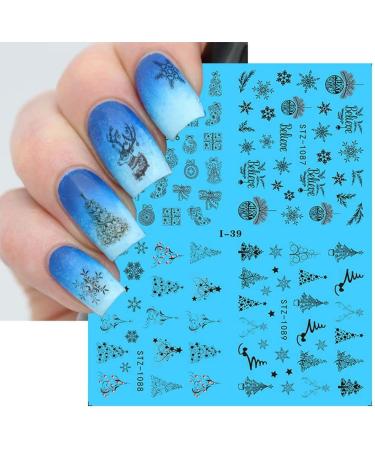 4 In 1 Nail Art Decorations Deer Christmas Tree DIY Manicure Snow Nails Stickers Xmas Design Lace Black White(I-39) - Buy Online on GoSupps.com