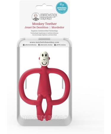 Matchstick Monkey Antimicrobial Silicone Teether & Gel Applicator - Red Monkey 11 cm | BPA Free, Easy-to-Grip Design for Babies 3 Months Old - Buy Online on GoSupps.com