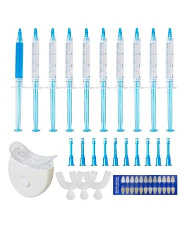 10pcs Teeth Whitening Gel  Whitening Kit with LED Light  Non Sensitivity Gel Kit  9X3ml & 1X3ml  3X Silicone Mouth Trays Whitening Kit