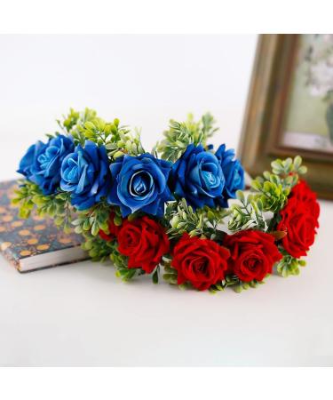 Minkissy Christmas Flower Headband - Red Artificial Rose Hair Wreath for Weddings & Festive Celebrations - Buy Online on GoSupps.com