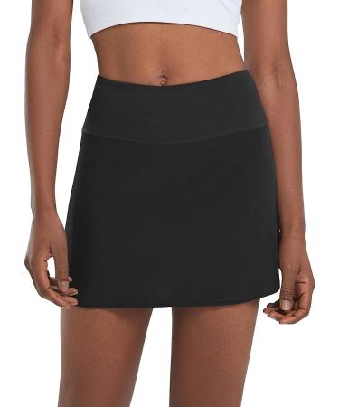 Baleaf Women's High Waisted Tennis Skort with Shorts Pockets | Lightweight Athletic Golf Skirt - Black, Medium - Buy Online on GoSupps.com